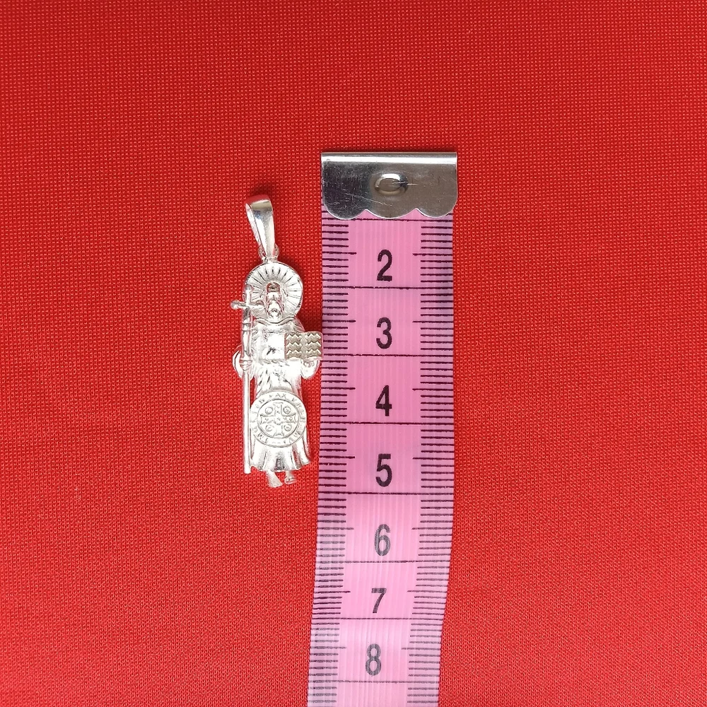 925 Sterling Silver Ladies St Benedict Catholic necklace pendant and chain‎